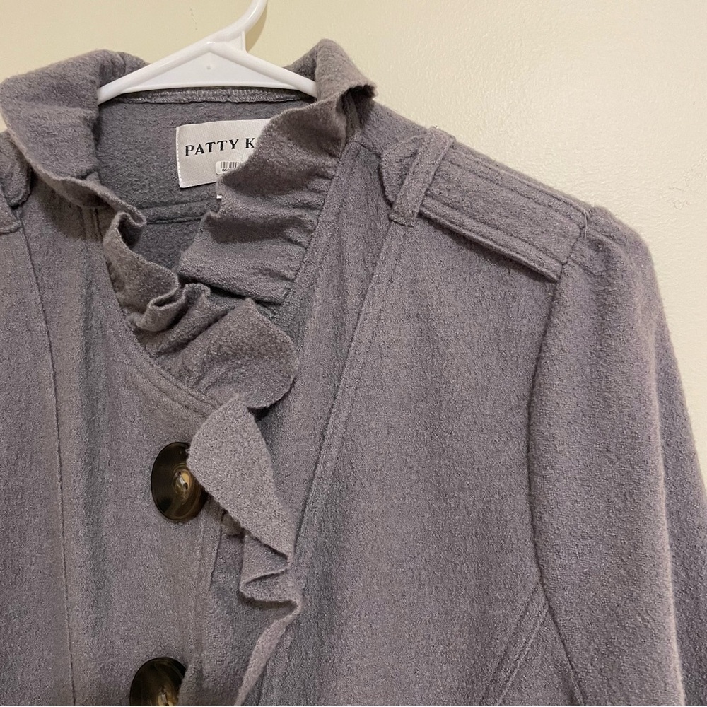 PATTY KIM Gray Ruffle Trim Coat - Picture 5 of 13